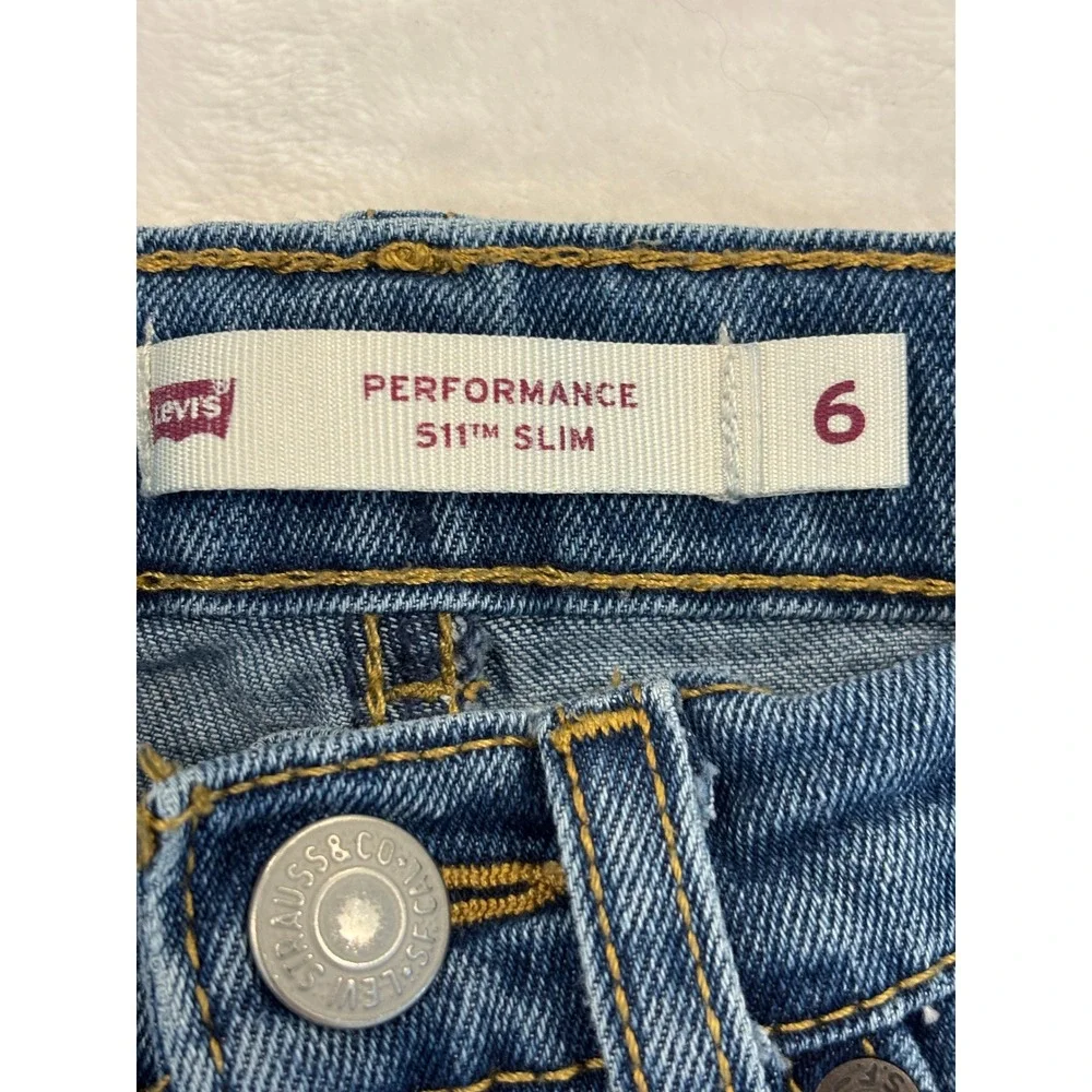 Levi's 511 Slim Performance Jeans Boys Size 6 Medium Wash Blue Denim Pants